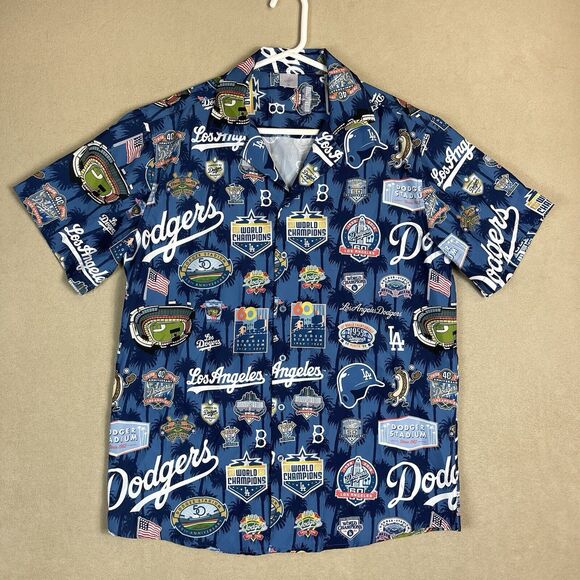 Dodger Shirt Mens Medium Multicolor Baseball 60th Anniversary Hawaiian Adult‎